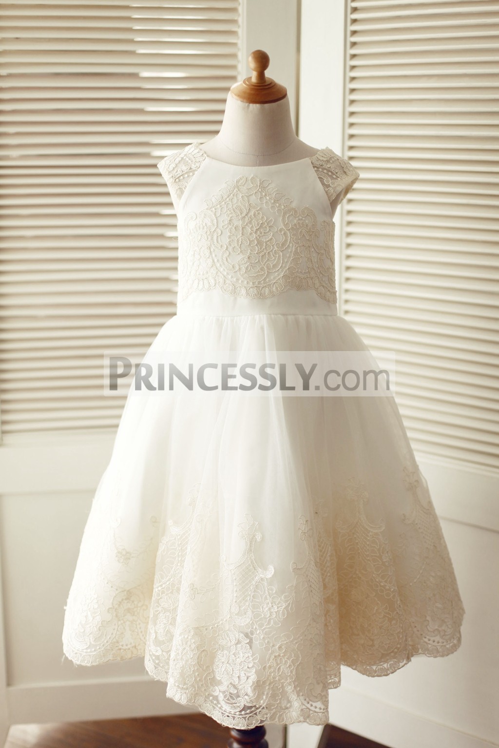 champagne lace flower girl dress